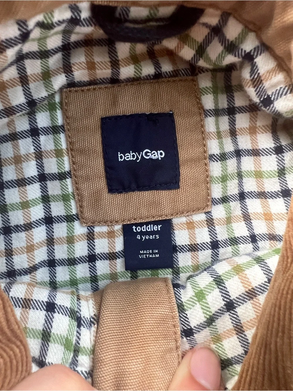Girpcore Y2K Vintage Baby Gap Canvas Barn Jacket Corduroy Collar Field Coat 4T